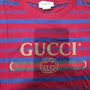Gucci Red and Blue Striped T-Shirt Size 10 LiKE NEW